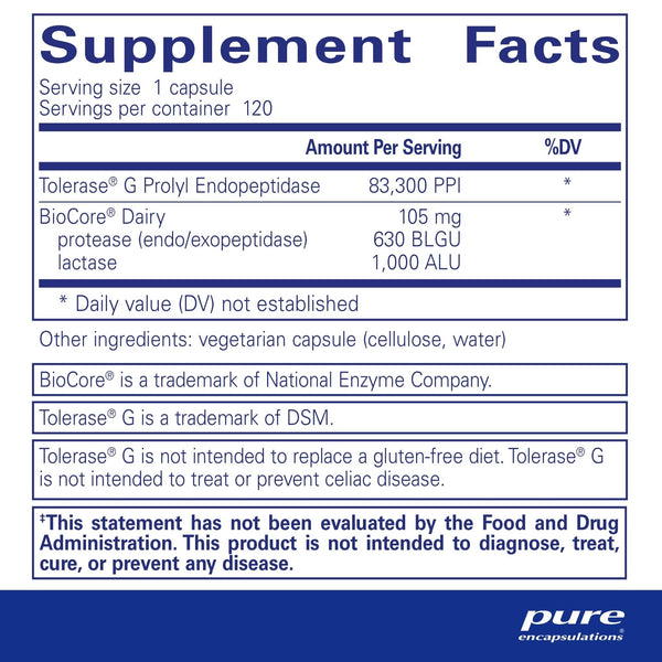 Pure Encapsulations, Gluten/Dairy Digest, 120 Capsules