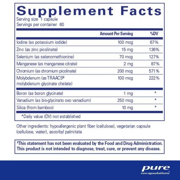 Pure Encapsulations, Trace Minerals, 60 Capsules