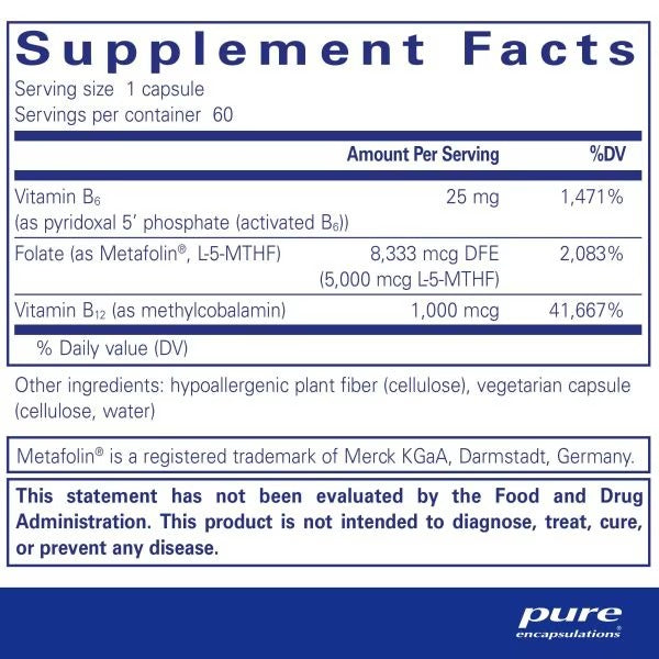 Pure Encapsulations, Folate 5,000 Plus, 60 Capsules