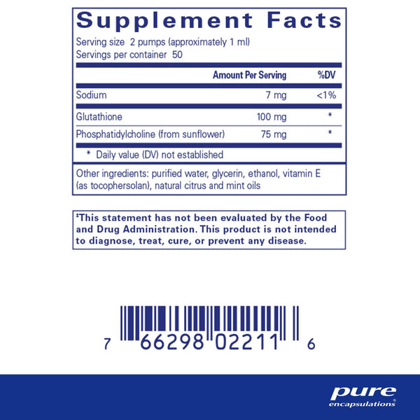 Pure Encapsulations, Liposomal Glutathione Liquid, 50 ml