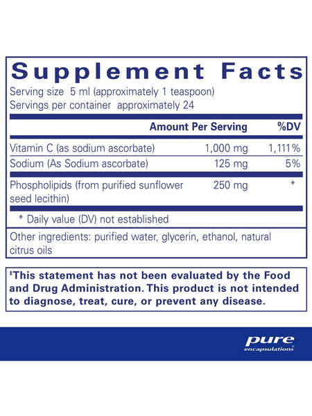 Pure Encapsulations, Liposomal Vitamin C Liquid, 120 ml
