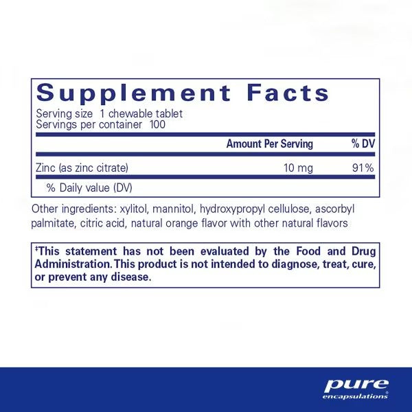 Pure Encapsulations, Zinc Chewables, 100 Chewable Tablets