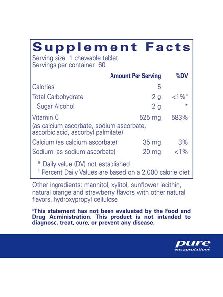 Pure Encapsulations, Vitamin C Chewables, 60 chewable tablets