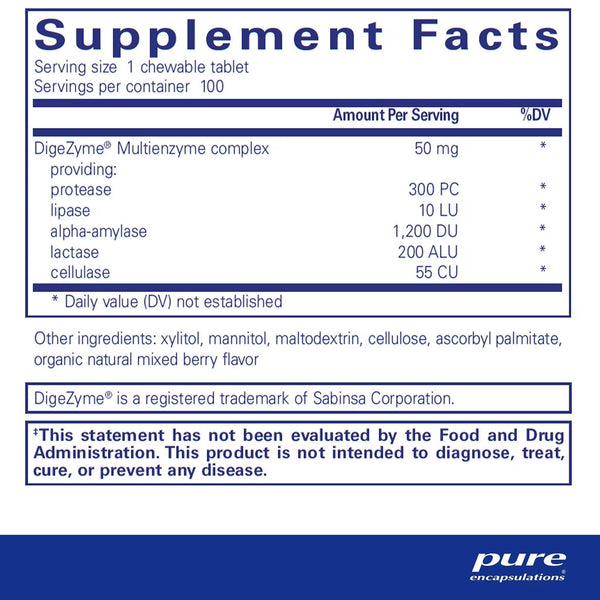 Pure Encapsulations, Digestive Enzyme Chewables, 100 Chewable Tablets