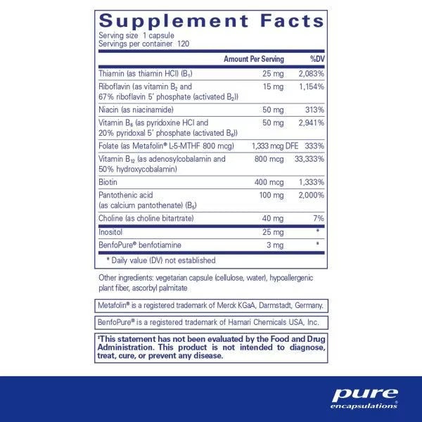 Pure Encapsulations, PureGenomics B-Complex, 120 Capsules