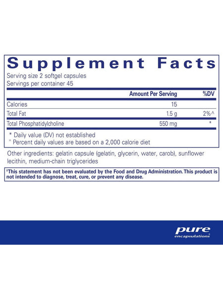 Pure Encapsulations, Phosphatidylcholine (sunflower), 90 softgel capsules
