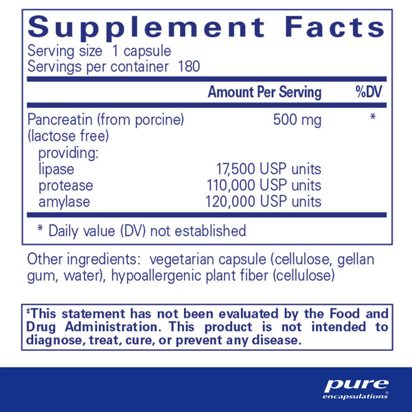 Pure Encapsulations, Pancreatic Enzyme Formula, 180 Capsules
