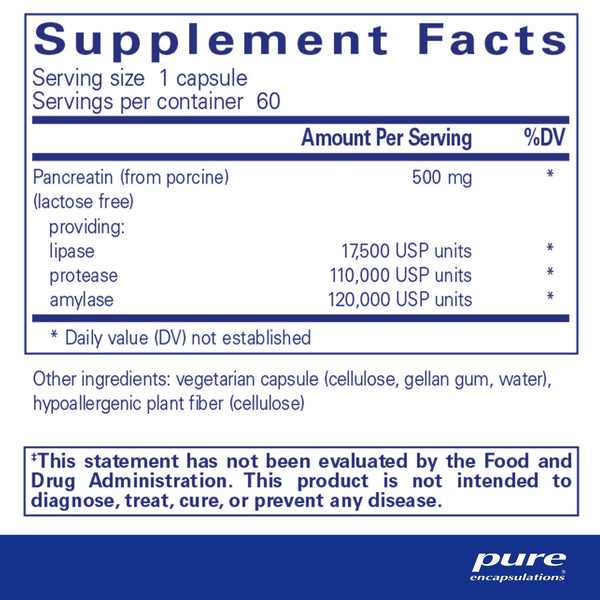 Pure Encapsulations, Pancreatic Enzyme Formula, 60 Capsules