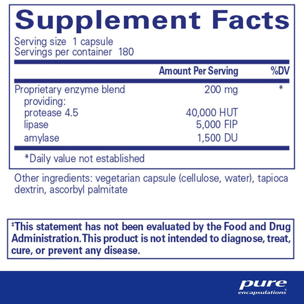 Pure Encapsulations, Pancreatic VegEnzymes, 180 Capsules