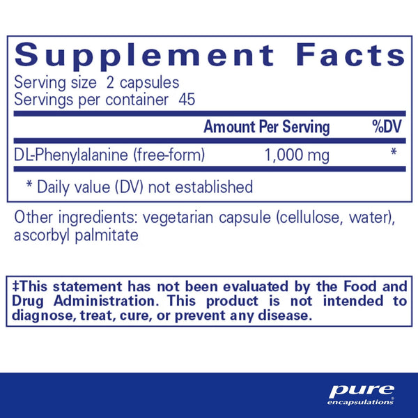 Pure Encapsulations, DL-Phenylalanine, 90 Capsules