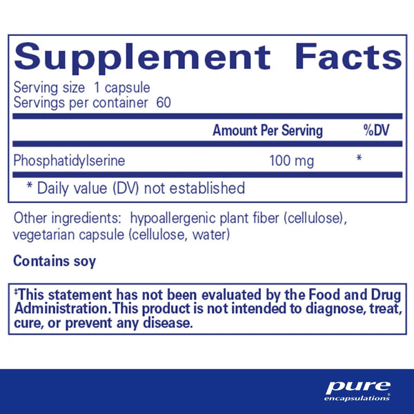 Pure Encapsulations, PS 100 (Phosphatidylserine), 60 Capsules