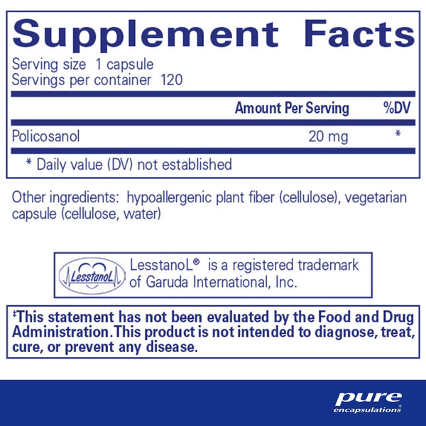 Pure Encapsulations, Policosanol, 20 mg, 120 Capsules