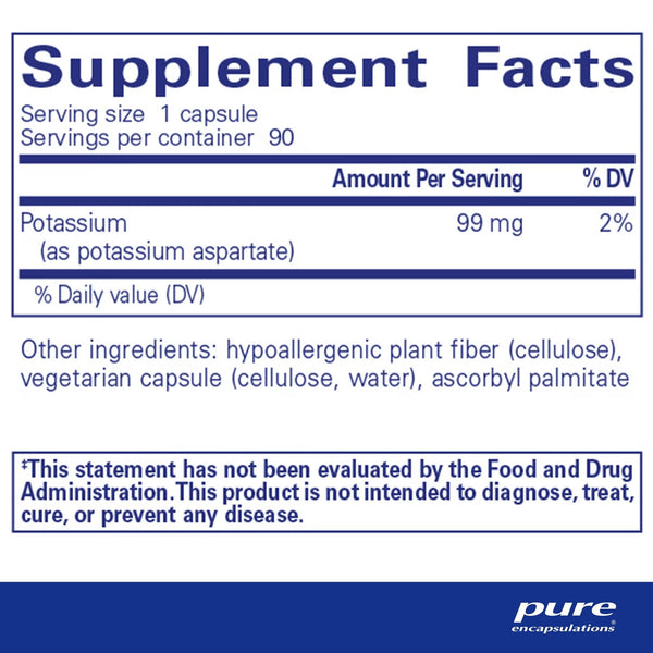Pure Encapsulations, Potassium (Aspartate), 90 Capsules