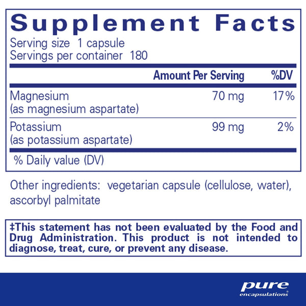 Pure Encapsulations, Potassium Magnesium (Aspartate), 180 Capsules