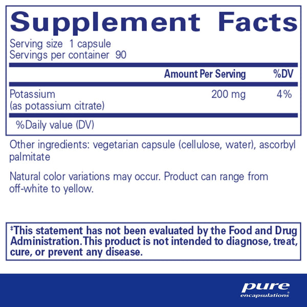 Pure Encapsulations, Potassium (Citrate), 90 Capsules