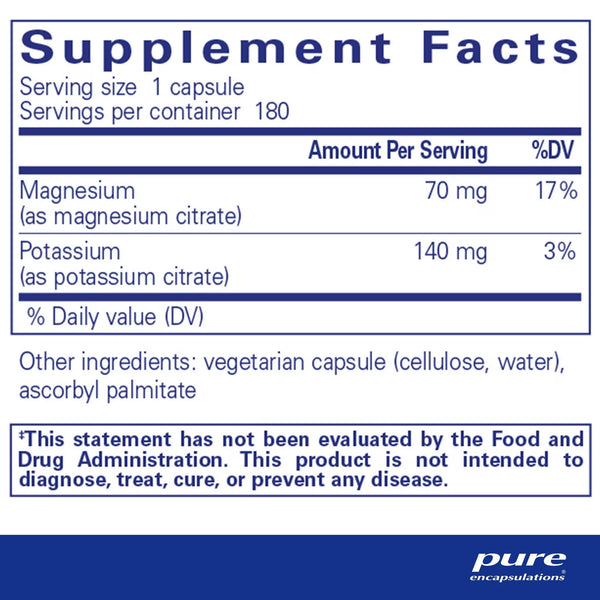 Pure Encapsulations, Potassium Magnesium (Citrate), 180 Capsules