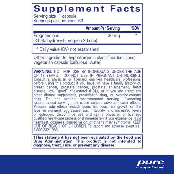 Pure Encapsulations, Pregnenolone, 30 mg, 60 Capsules