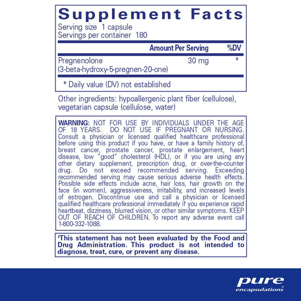Pure Encapsulations, Pregnenolone, 30 mg, 180 Capsules