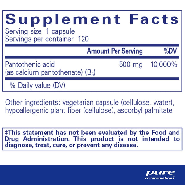 Pure Encapsulations, Pantothenic Acid, 120 Capsules