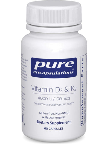 Pure Encapsulations, Vitamin D3 and K2, 60 Capsules