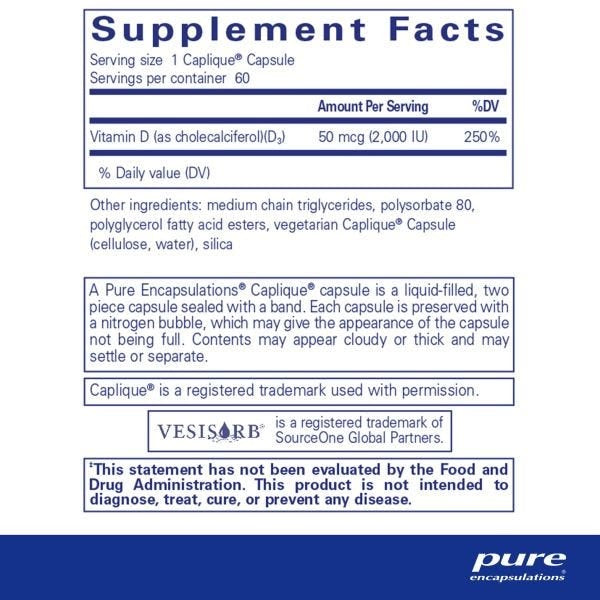 Pure Encapsulations, Vitamin D3 VESIsorb, 60 Caplique Capsules