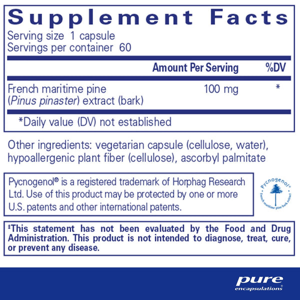 Pure Encapsulations, Pycnogenol, 100 mg, 60 Capsules