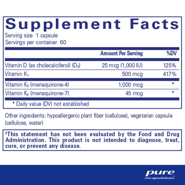 Pure Encapsulations, Synergy K, 60 Capsules