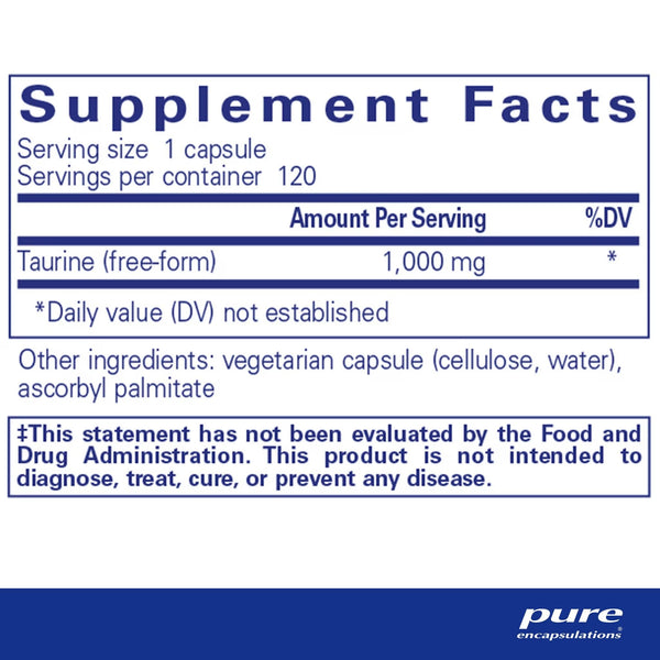 Pure Encapsulations, Taurine, 1,000 mg, 120 Capsules