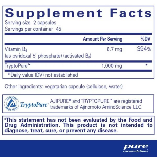 Pure Encapsulations, L-Tryptophan, 90 Capsules