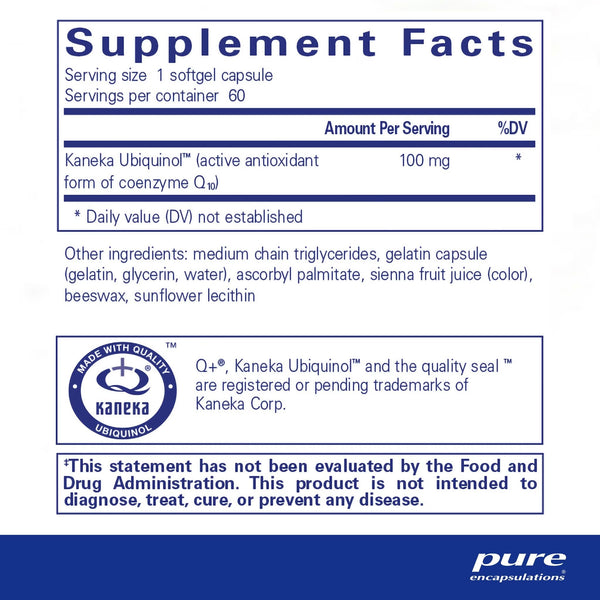 Pure Encapsulations, Ubiquinol-QH, 100 mg, 60 Softgel Capsules