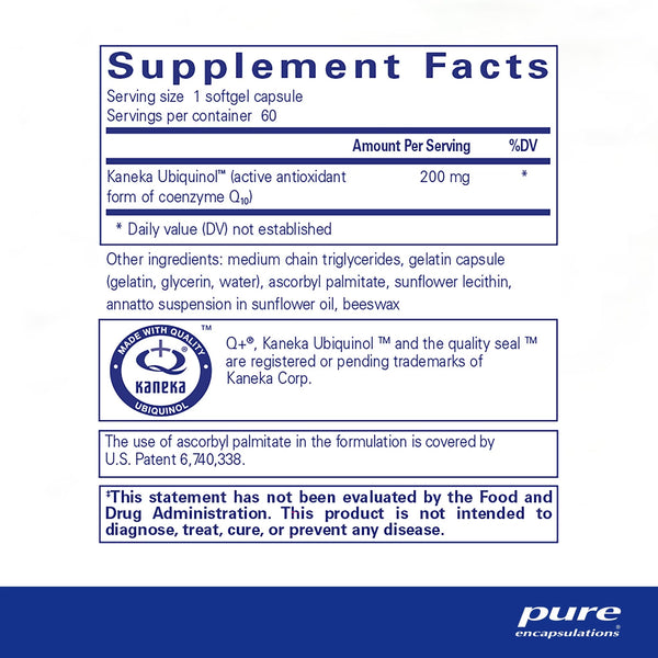 Pure Encapsulations, Ubiquinol-QH, 200 mg, 60 Softgel Capsules