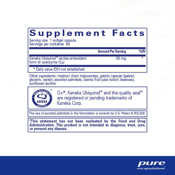 Pure Encapsulations, Ubiquinol-QH, 50 mg, 60 Softgel Capsules