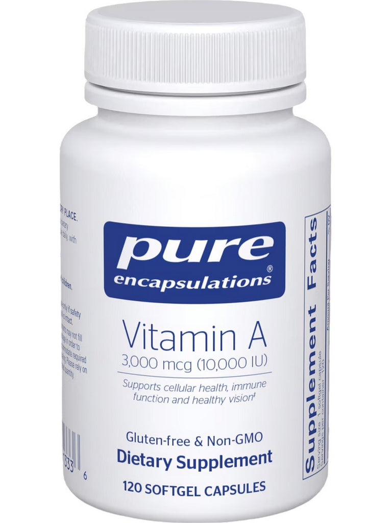 Pure Encapsulations, Vitamin A 10000 IU, 120 gels