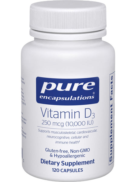 Pure Encapsulations, Vitamin D3 10000 IU, 120 vcaps