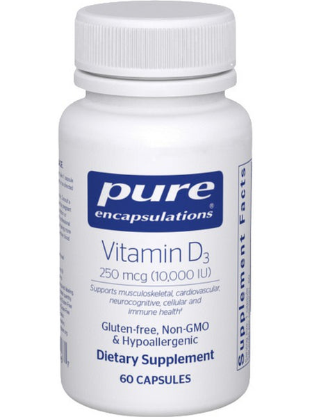 Pure Encapsulations, Vitamin D3 10000 IU, 60 vcaps