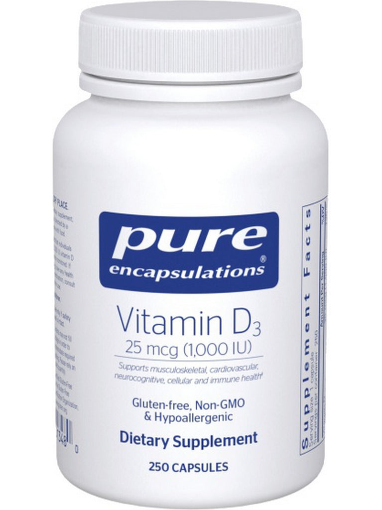 Pure Encapsulations, Vitamin D3 1000 IU, 250 vcaps