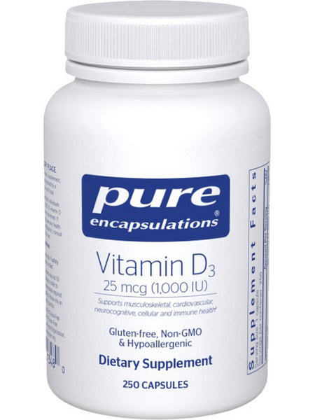 Pure Encapsulations, Vitamin D3 1000 IU, 250 vcaps