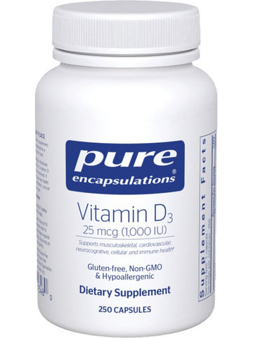 Pure Encapsulations, Vitamin D3 1000 IU, 250 vcaps