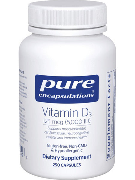 Pure Encapsulations, Vitamin D3 5000 IU, 250 vcaps