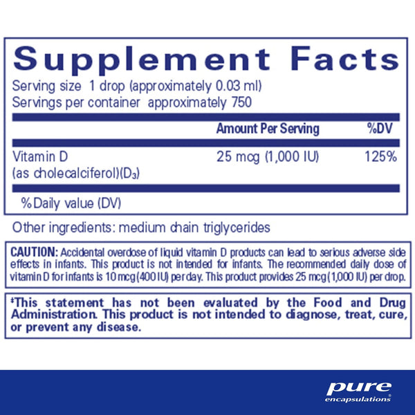 Pure Encapsulations, Vitamin D3 Liquid, 0.75 oz