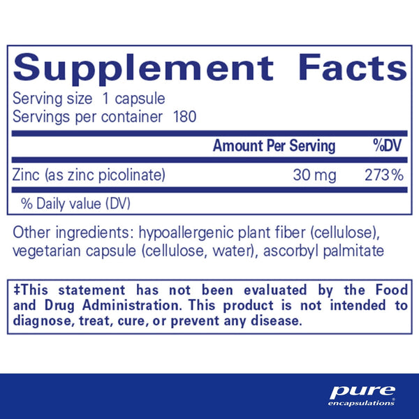 Pure Encapsulations, Zinc 30, 180 Capsules