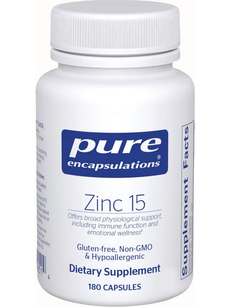 Pure Encapsulations, Zinc 15, 180 Capsules