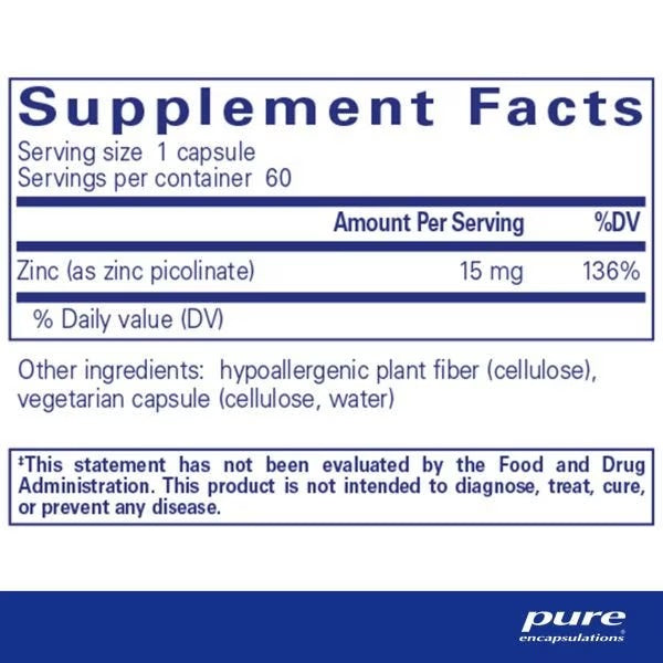 Pure Encapsulations, Zinc 15, 60 Capsules