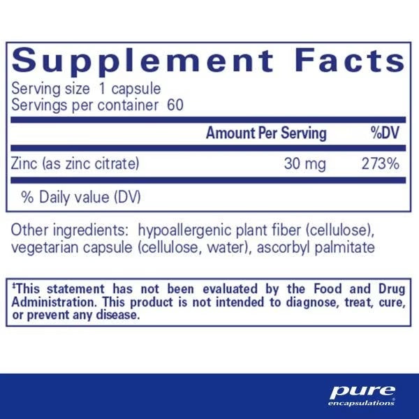 Pure Encapsulations, Zinc (Citrate), 60 Capsules