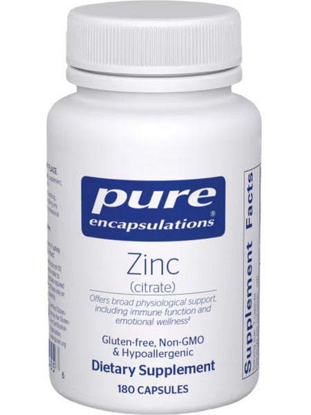 Pure Encapsulations, Zinc (citrate), 180 vcaps