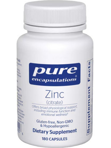 Pure Encapsulations, Zinc (citrate), 180 vcaps
