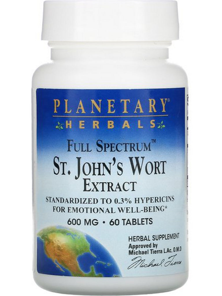 Planetary Herbals, St. John's Wort Extract, Full Spectrum 600 mg, 60 Tablets