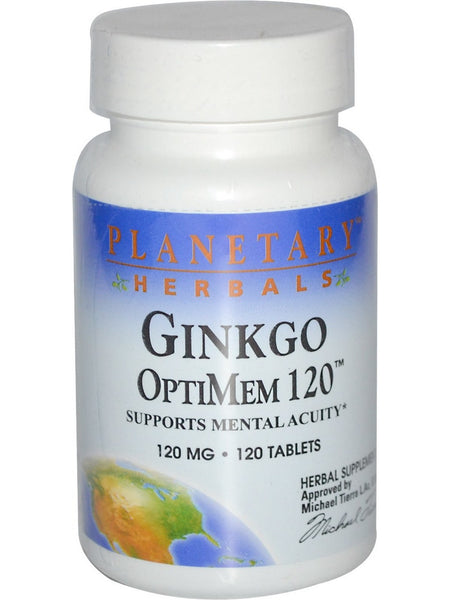Planetary Herbals, Ginkgo OptiMem 120™ 120 mg, 120 Tablets