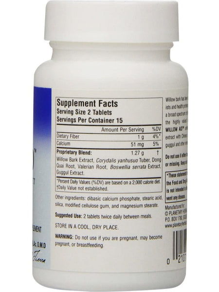 Planetary Herbals, Willow Aid™ 635 mg, 30 Tablets