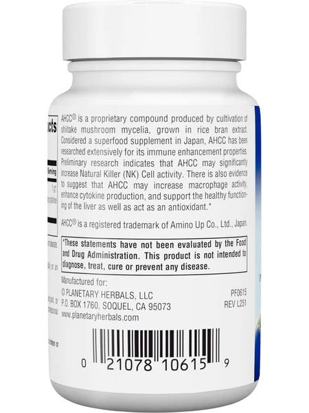 Planetary Herbals, AHCC, 500 mg, 30 Capsules